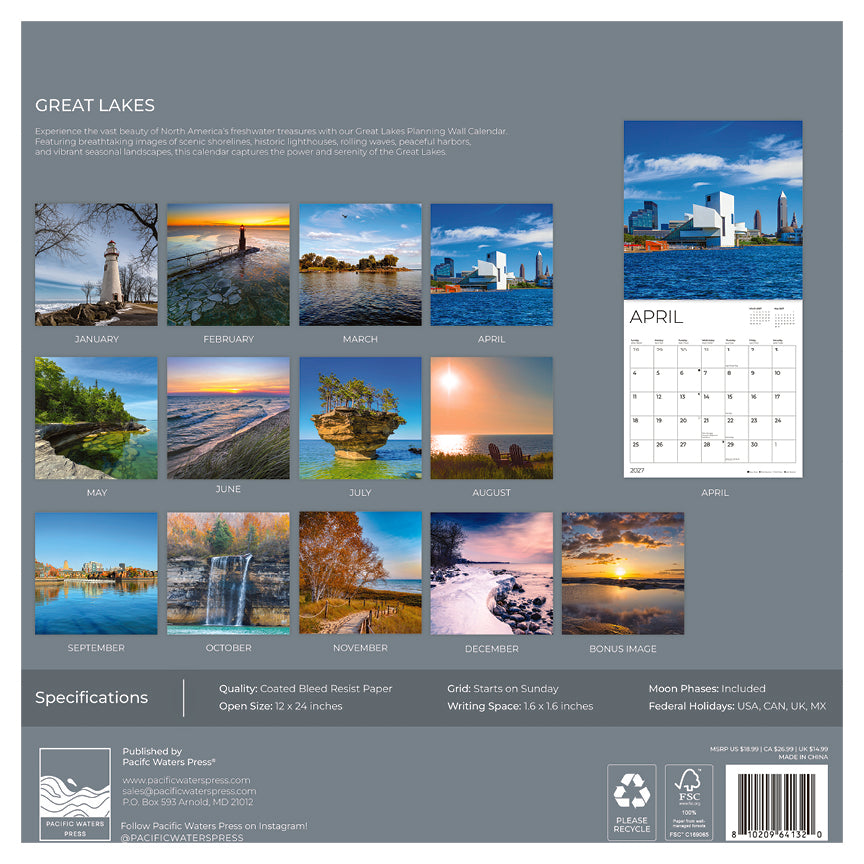 '27 Wall Calendar - Great Lakes