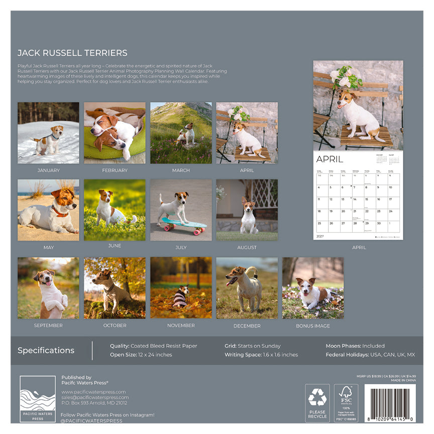 '27 Wall Calendar - Jack Russell Terriers