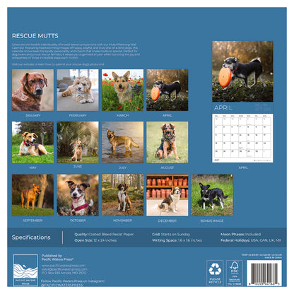 PFC: '27 Wall Calendar - Rescue Mutts - Gives Back!