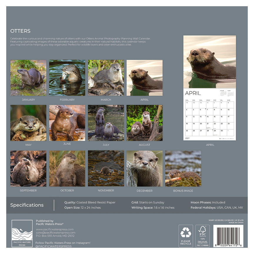'27 Wall Calendar - Otters