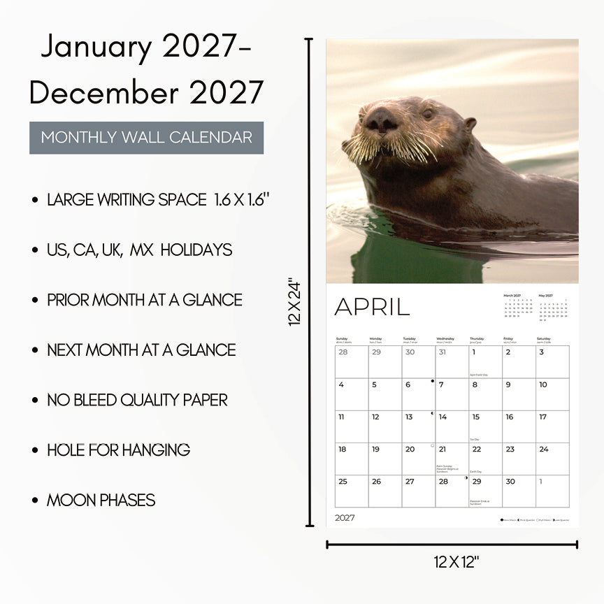 '27 Wall Calendar - Otters