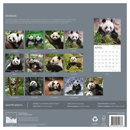'27 Wall Calendar - Pandas