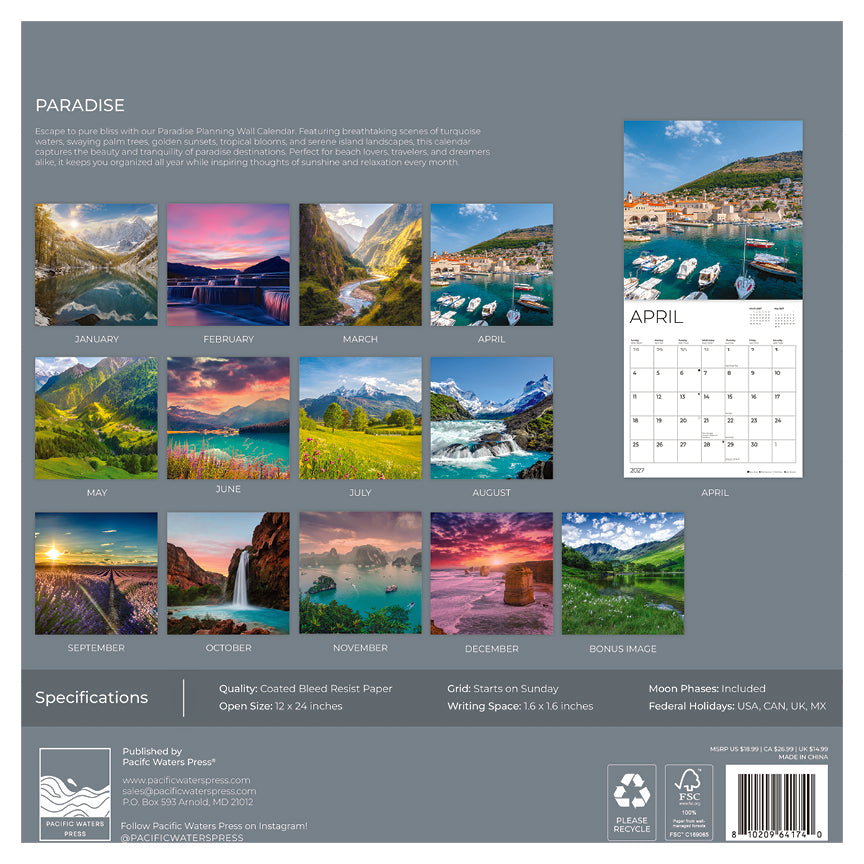 '27 Wall Calendar - Paradise