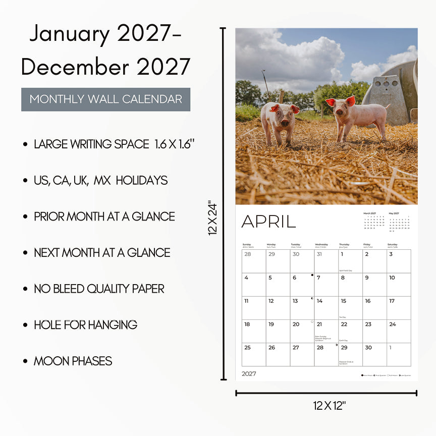 '27 Wall Calendar - Piglets
