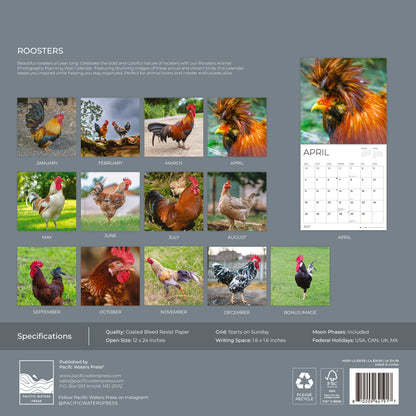 '27 Wall Calendar - Roosters