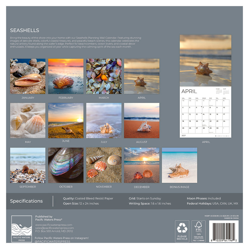 '27 Wall Calendar - Seashells