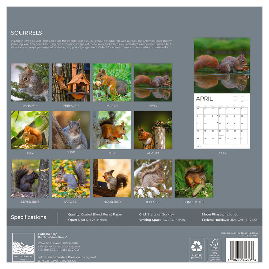'27 Wall Calendar - Squirrels
