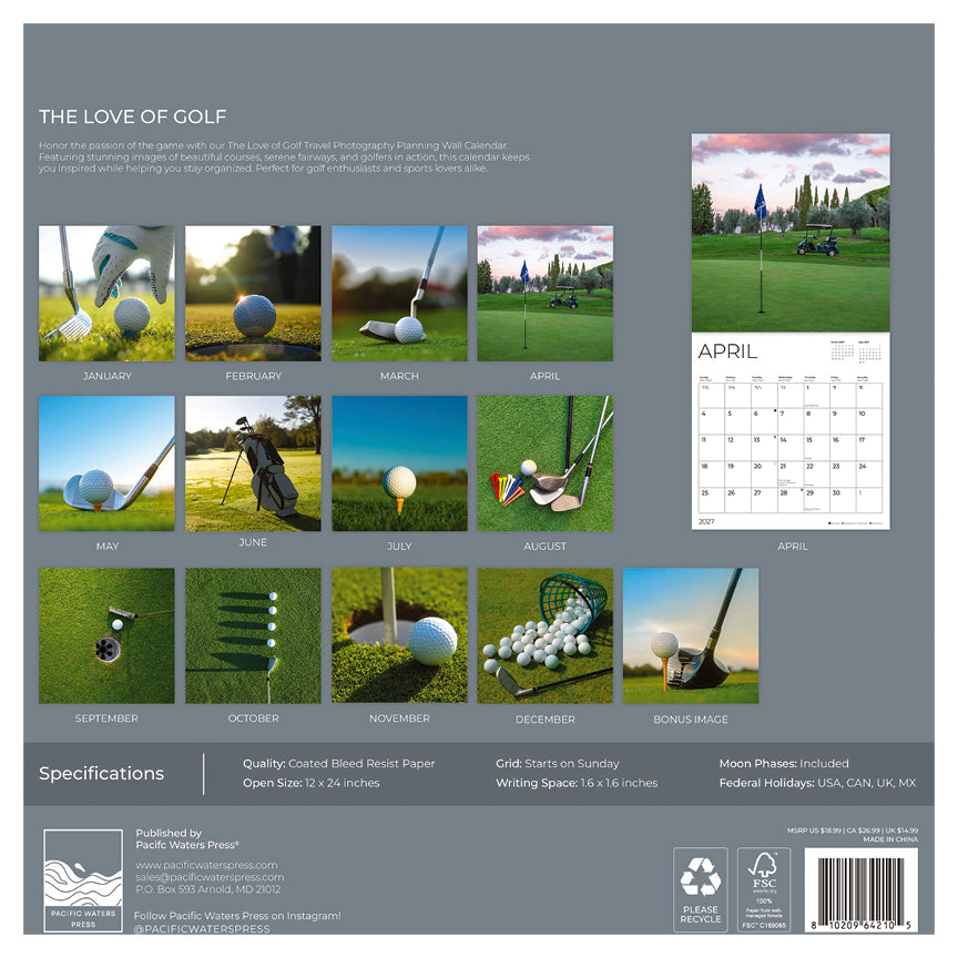 '27 Wall Calendar - The Love of Golf