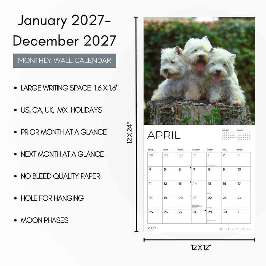 '27 Wall Calendar - West Highland White Terriers