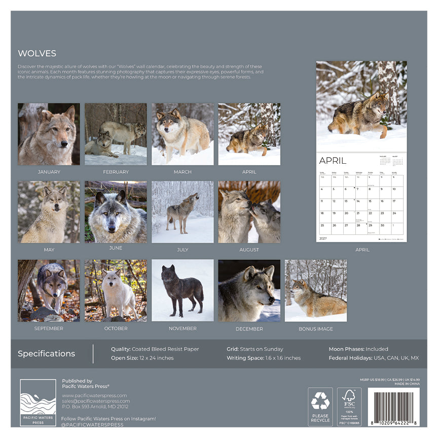 '27 Wall Calendar - Wolves