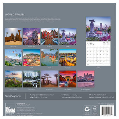 '27 Wall Calendar- World Travel