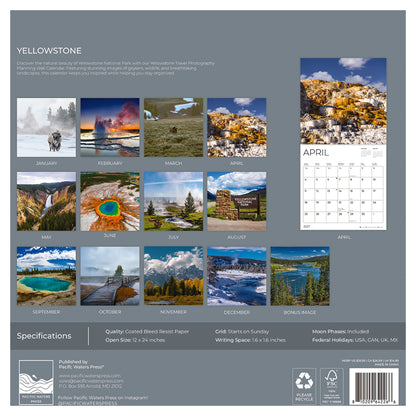 '27 Wall Calendar - Yellowstone National Park