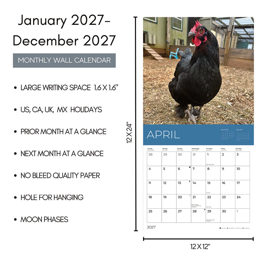 PFC: '27 Wall Calendars - Rescue Chickens - Gives Back!