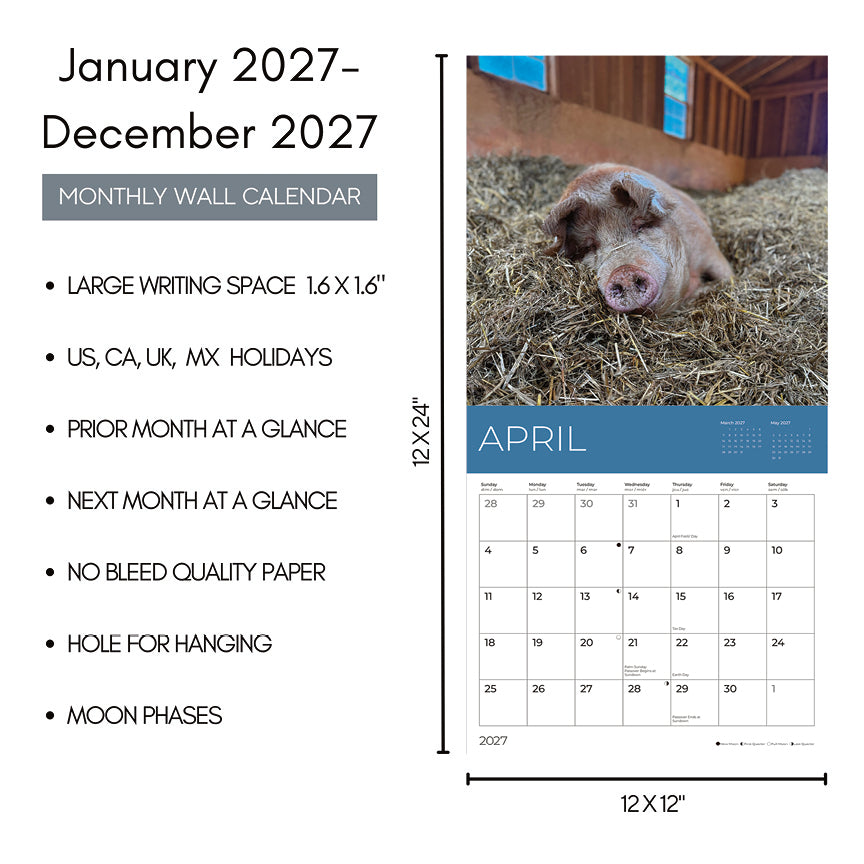 PFC: '27 Wall Calendars - Rescue Pigs - Gives Back!