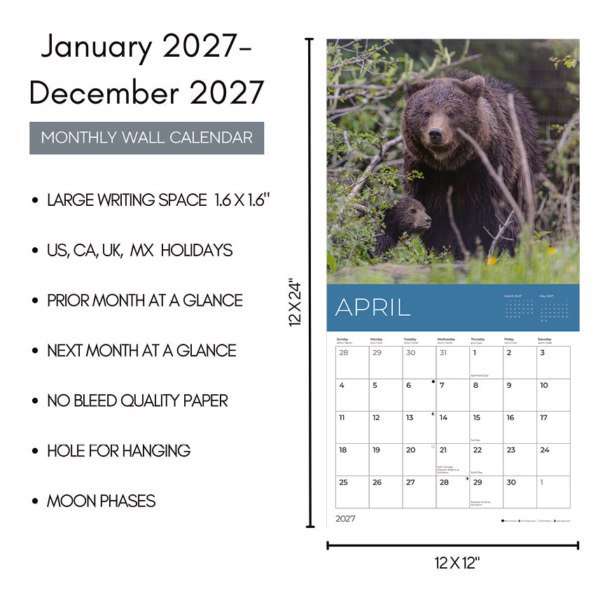 PFC: '27 Wall Calendars - Rescue Bears - Gives Back!