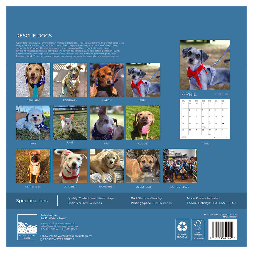 PFC: '27 Wall Calendars - Rescue Dogs - Gives Back!