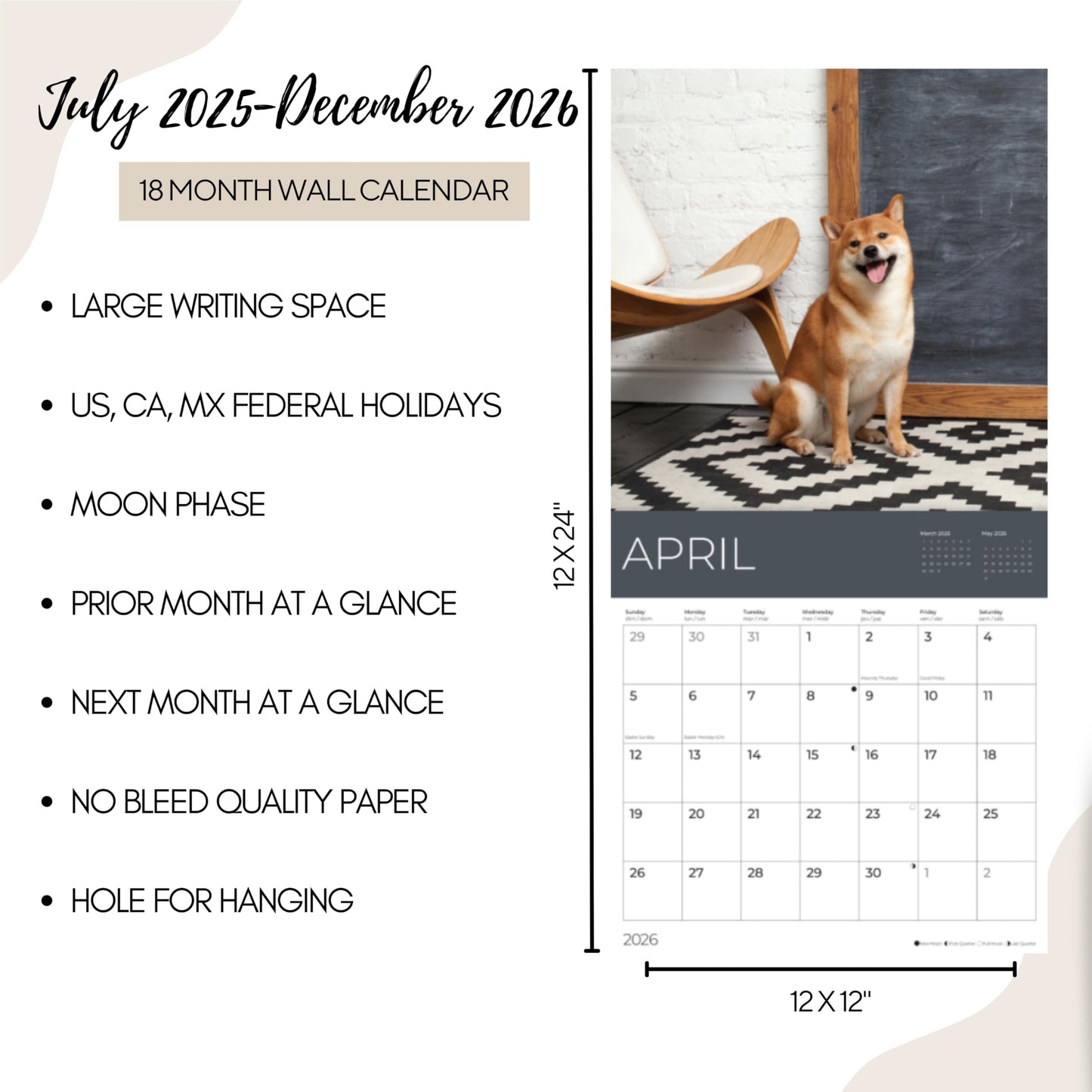 '26 Wall Calendar - Dogs - 18mo