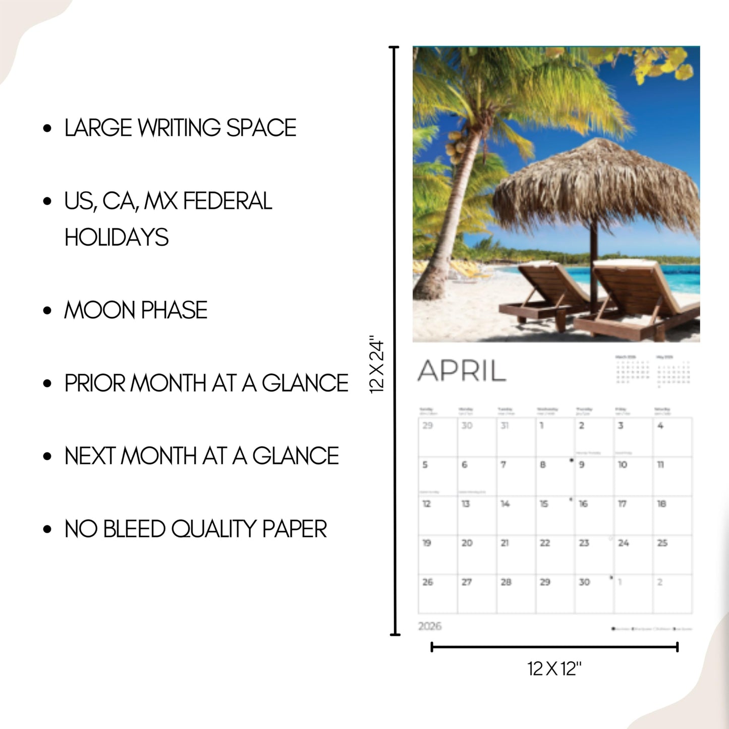 '26 Wall Calendar - Beaches around the Globe
