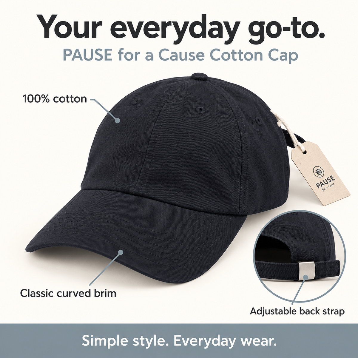 Pause for a Cause Navy Everyday Hat