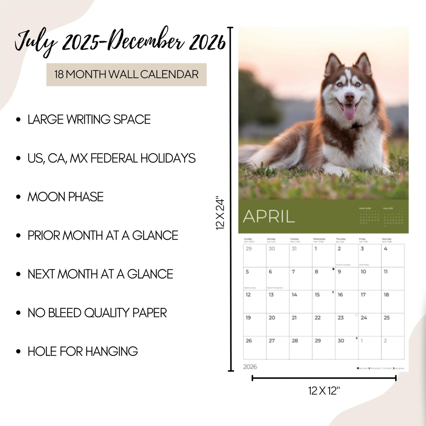 '26 Wall Calendar - Animals - 18mo