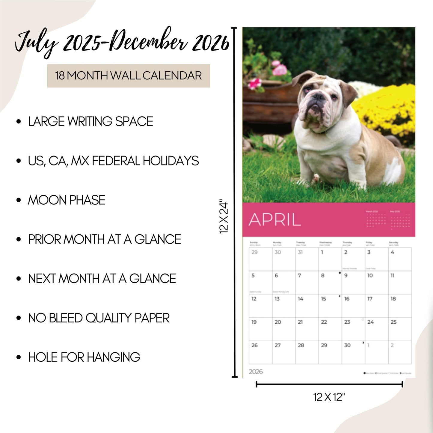 '26 Wall Calendar - Dogs - 18mo