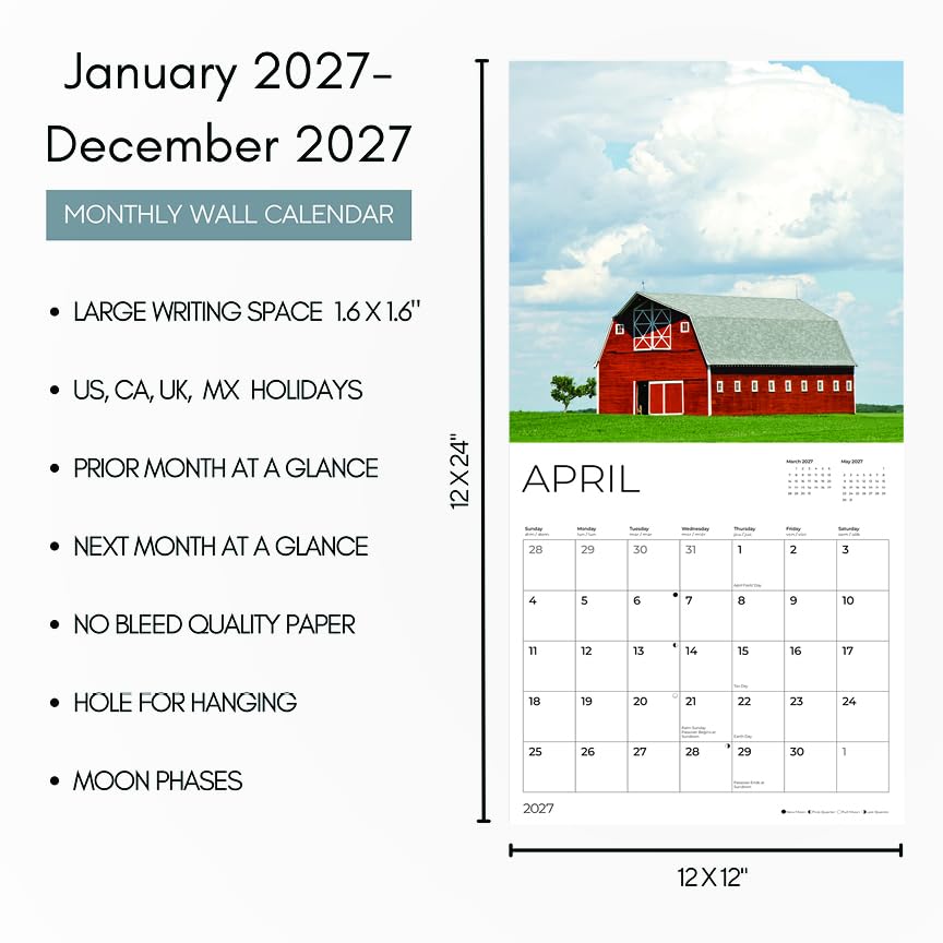 '27 Wall Calendar - Barns