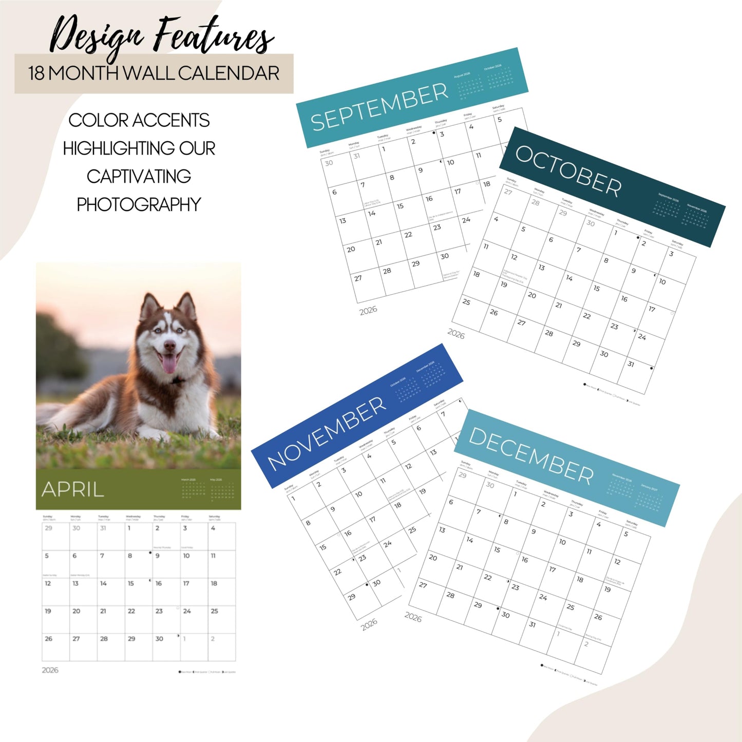 '26 Wall Calendar - Animals - 18mo