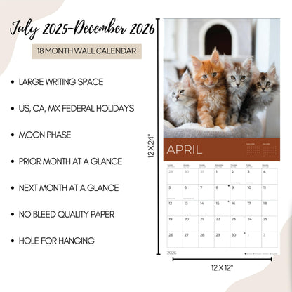 '26 Wall Calendar - Animals - 18mo